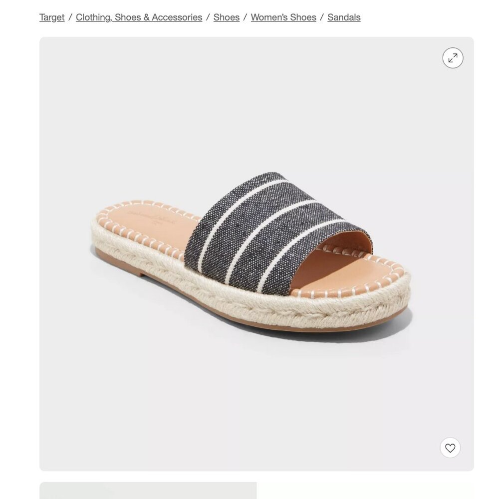 Women's Universal Thread Haddie Esadrille Slide Sandals Size: 7.5